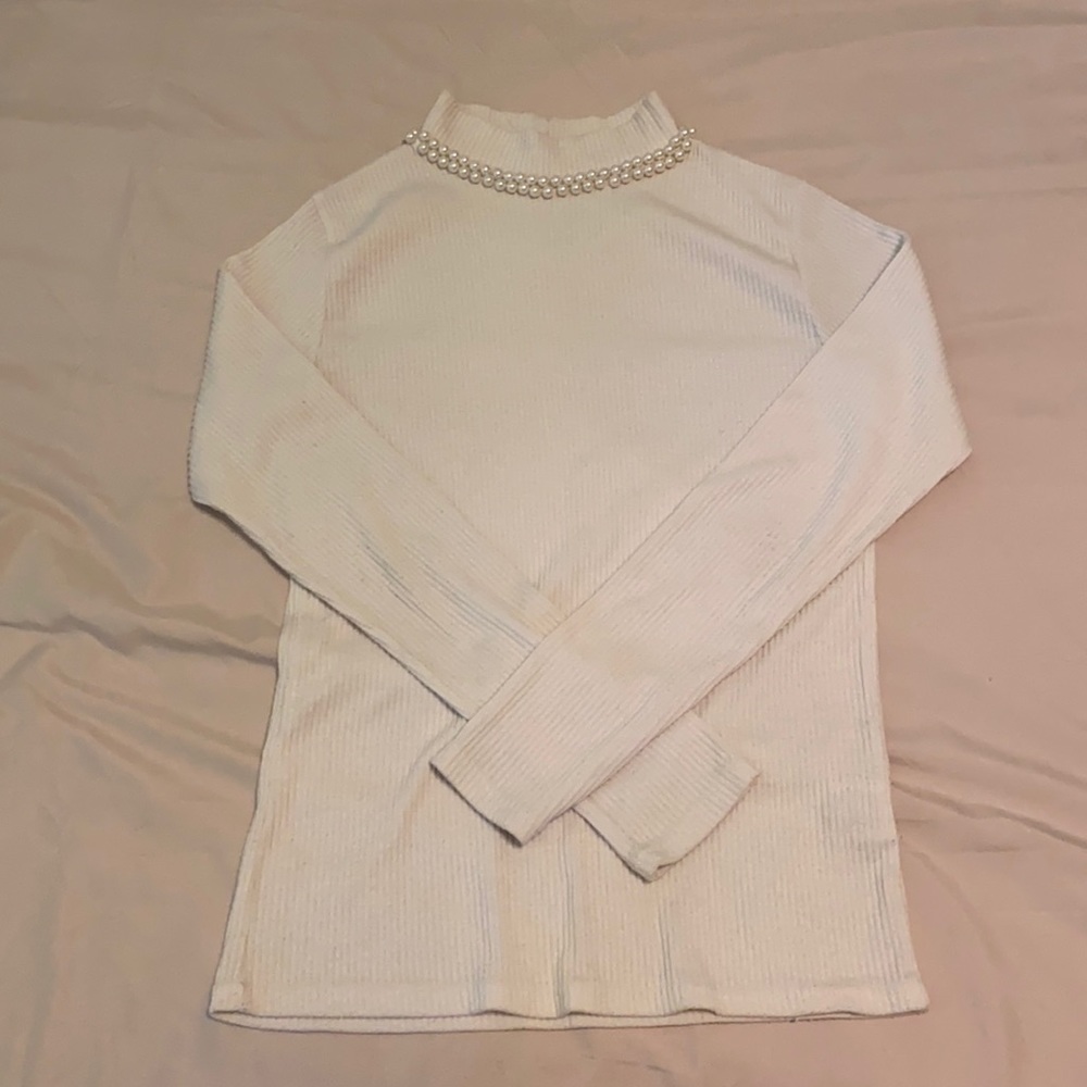 Turtleneck rib-knit slim fit tee (S)